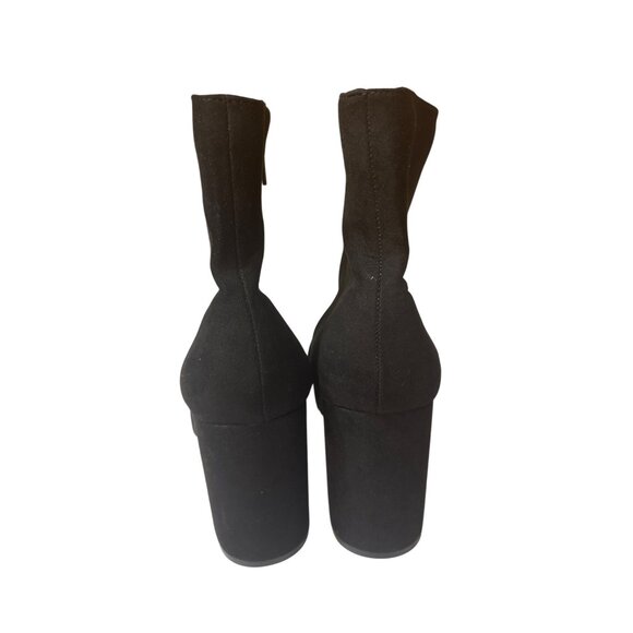 Torrid 9.5WW Black Platform Block Heel Ankle Boots Stretch Fabric Side Zip Women - Picture 4 of 7